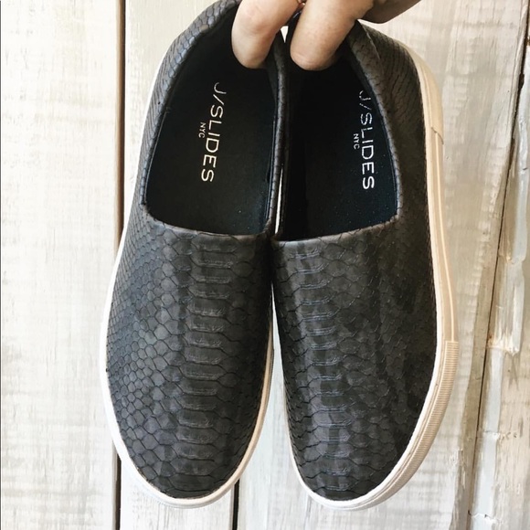 J/SLIDES Shoes - Platform j slides snakeskin gray shoes
